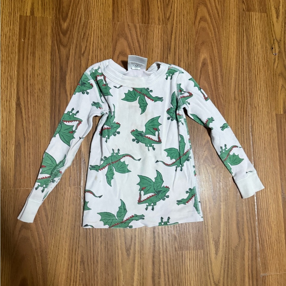 Hanna Andersson Long John Organic Cotton Pajama top Scaly Dragon 3T.
